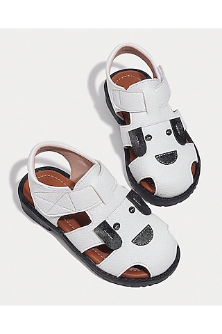 White PU Strappy Sandals For Girls by Ninobello