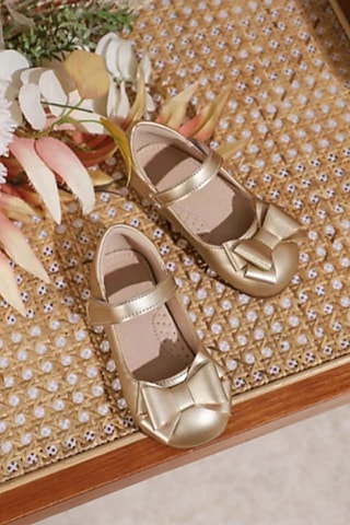 Gold PU Bow Bellies For Girls by Ninobello