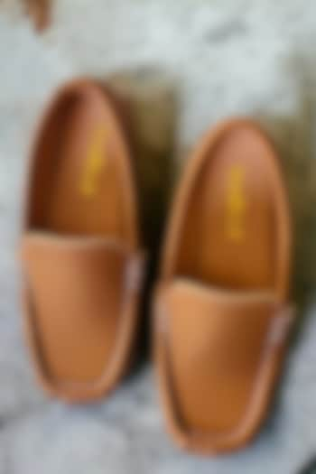 Tan Brown PU Loafers For Boys by Ninobello at Pernia's Pop Up Shop