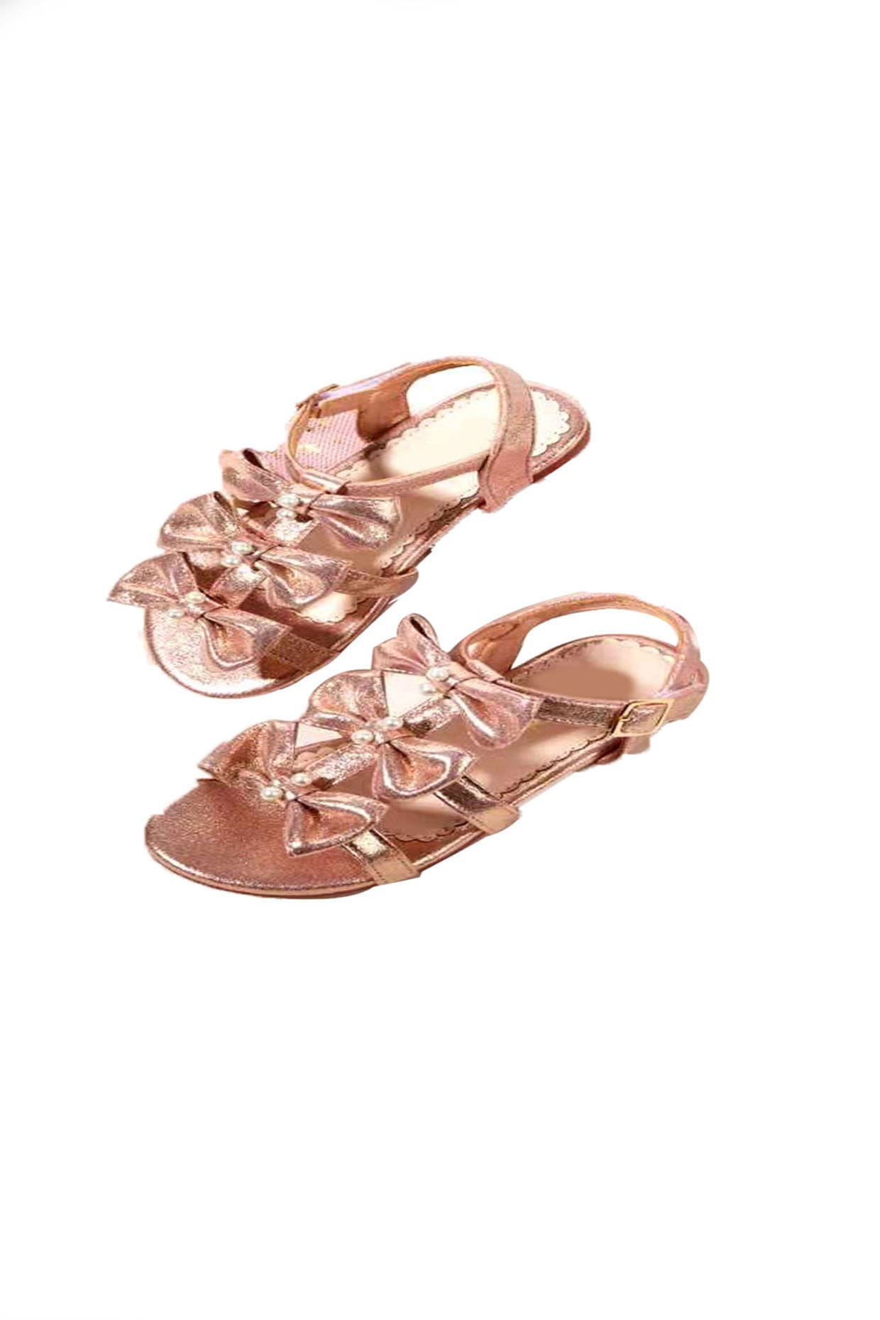 Golden PU Sandals For Girls Design by Ninobello at Pernia s Pop Up