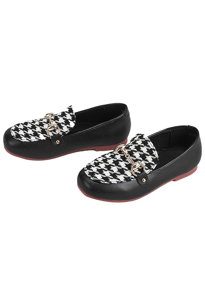 Black & White PU Loafers For Girls by Ninobello at Pernia's Pop Up Shop