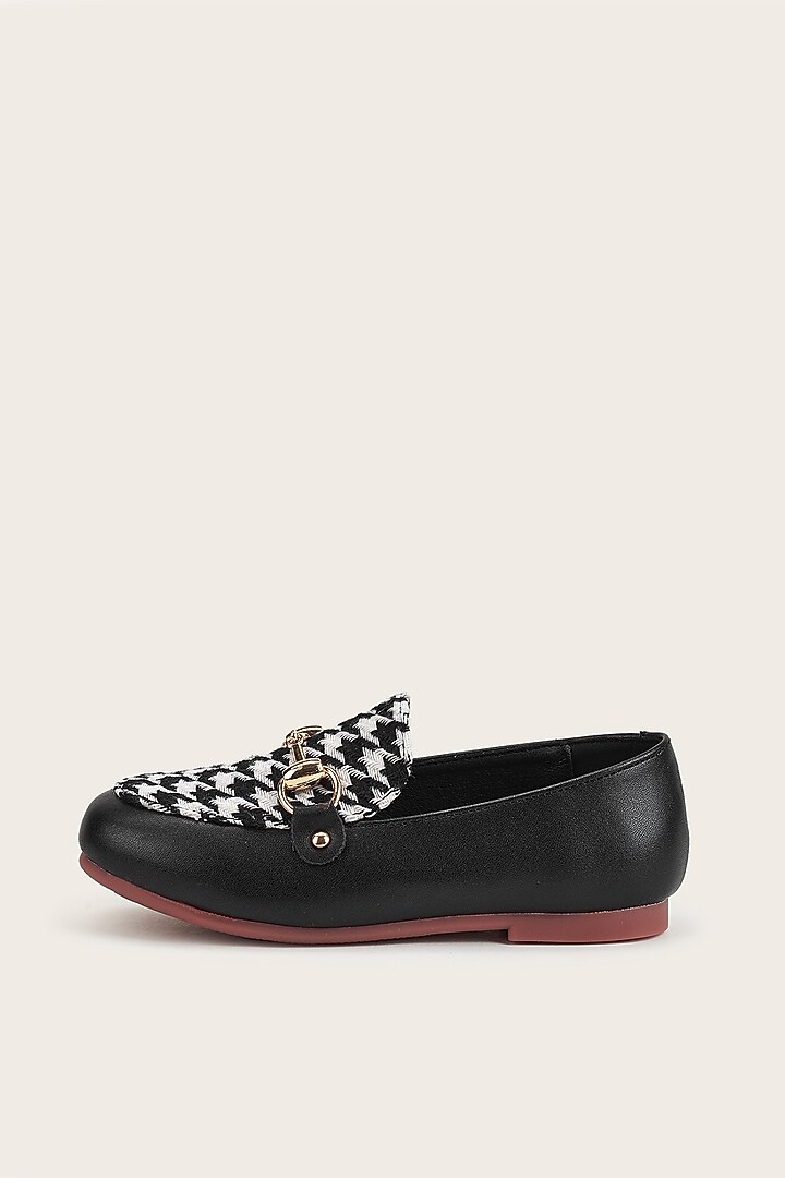 Black & White PU Loafers For Girls by Ninobello at Pernia's Pop Up Shop