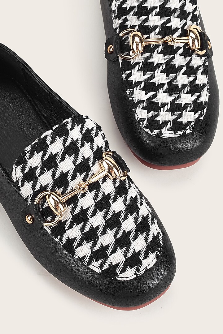 Black & White PU Loafers For Girls by Ninobello at Pernia's Pop Up Shop