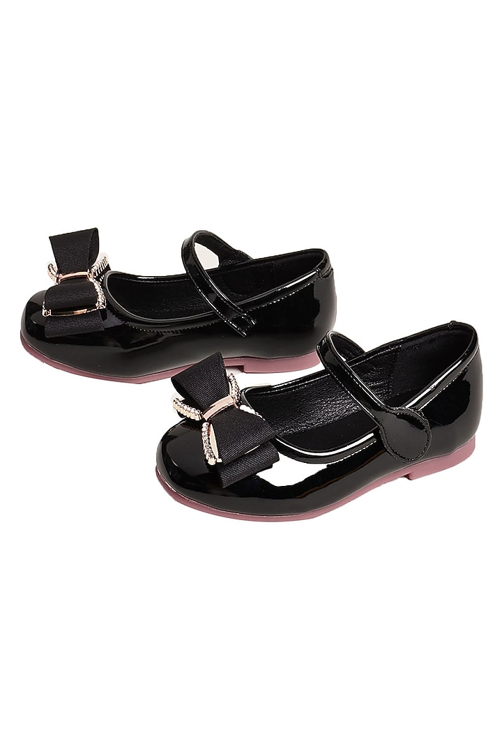 Black PU Bellies For Girls by Ninobello at Pernia's Pop Up Shop