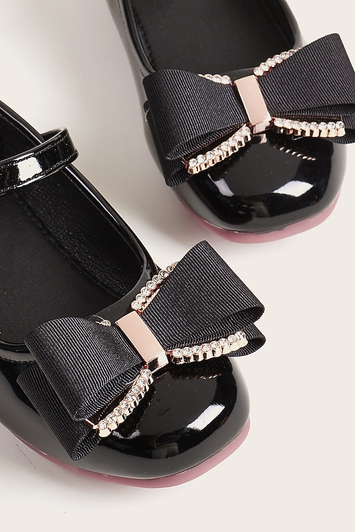 Black PU Bellies For Girls by Ninobello at Pernia's Pop Up Shop