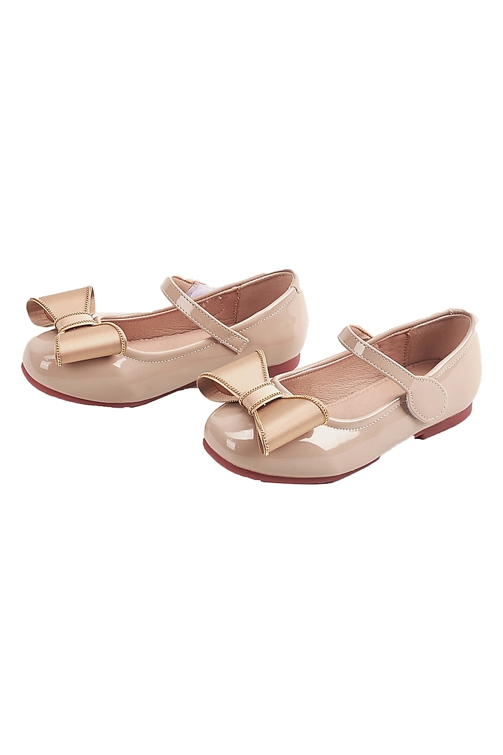Beige PU Bellies For Girls by Ninobello at Pernia's Pop Up Shop
