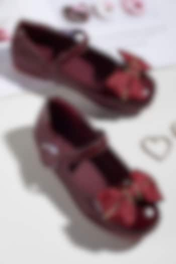 Maroon PU Bellies For Girls by Ninobello at Pernia's Pop Up Shop