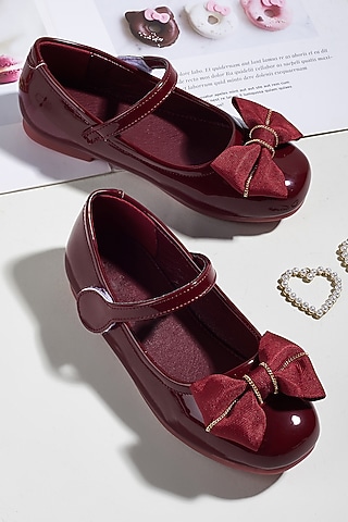 Maroon PU Bellies For Girls by Ninobello