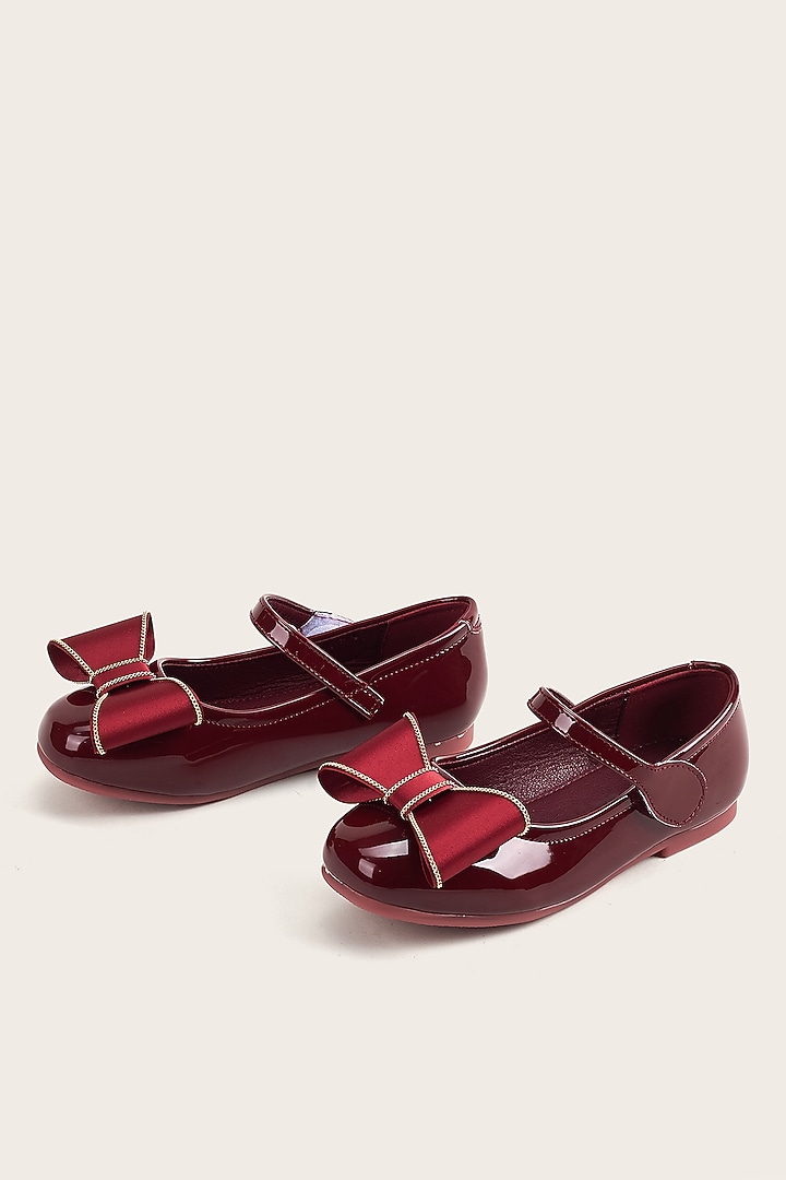 Maroon PU Bellies For Girls by Ninobello at Pernia's Pop Up Shop