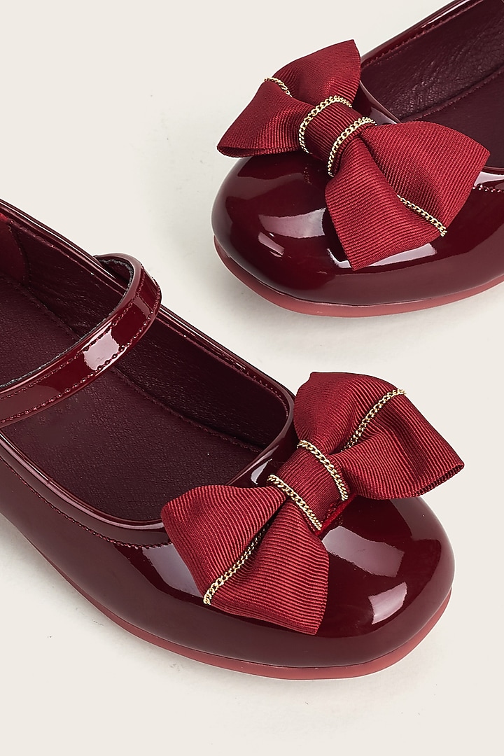 Maroon PU Bellies For Girls by Ninobello at Pernia's Pop Up Shop