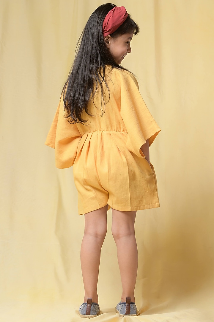 Dandelion Yellow Cotton Playsuit For Girls by Niraa at Pernia's Pop Up Shop