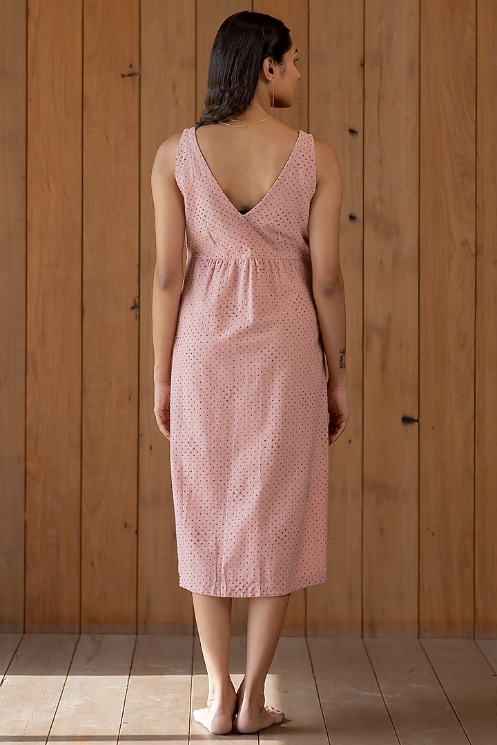Blush Pink Printed & Embroidered Summer Dress With Slip by Nirjara at Pernia's Pop Up Shop