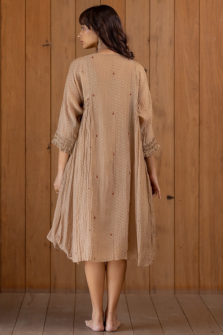 Rustic Brown Hand Embroidered Summer Dress With Slip by Nirjara at Pernia's Pop Up Shop