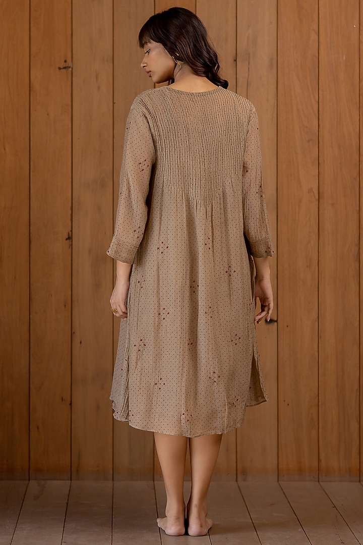 Rustic Brown Embroidered Summer Dress by Nirjara at Pernia's Pop Up Shop