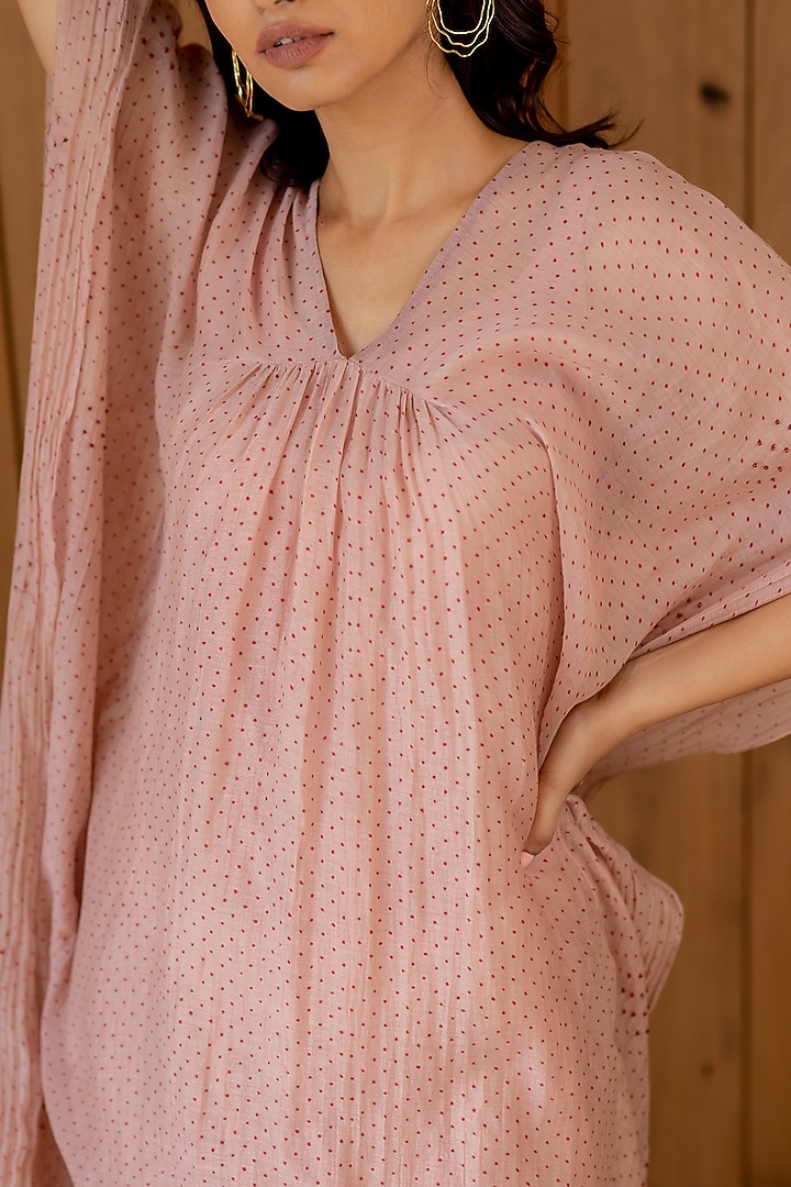 Blush Pink Embroidered Kaftan Dress by Nirjara at Pernia's Pop Up Shop