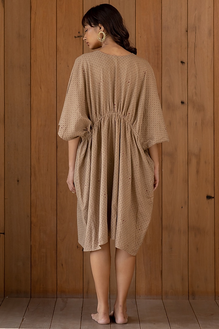 Rustic Brown Printed Kaftan Dress by Nirjara at Pernia's Pop Up Shop