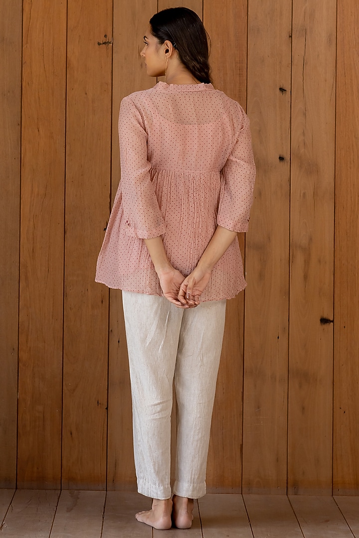 Blush Pink Embroidered & Printed Top by Nirjara at Pernia's Pop Up Shop