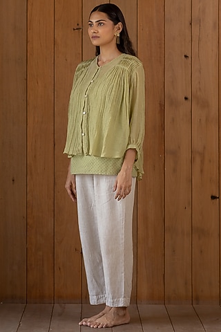Sage Green Cotton Top by Nirjara