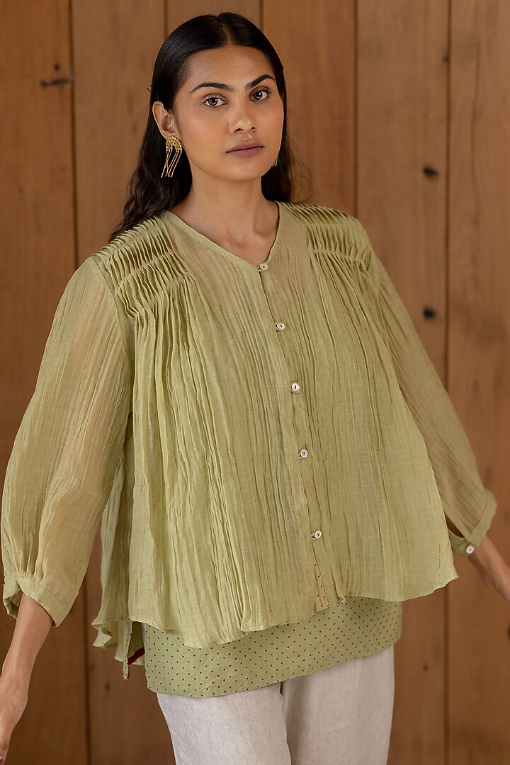 Sage Green Cotton Top by Nirjara at Pernia's Pop Up Shop