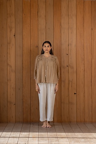Rustic Brown Cotton Top by Nirjara