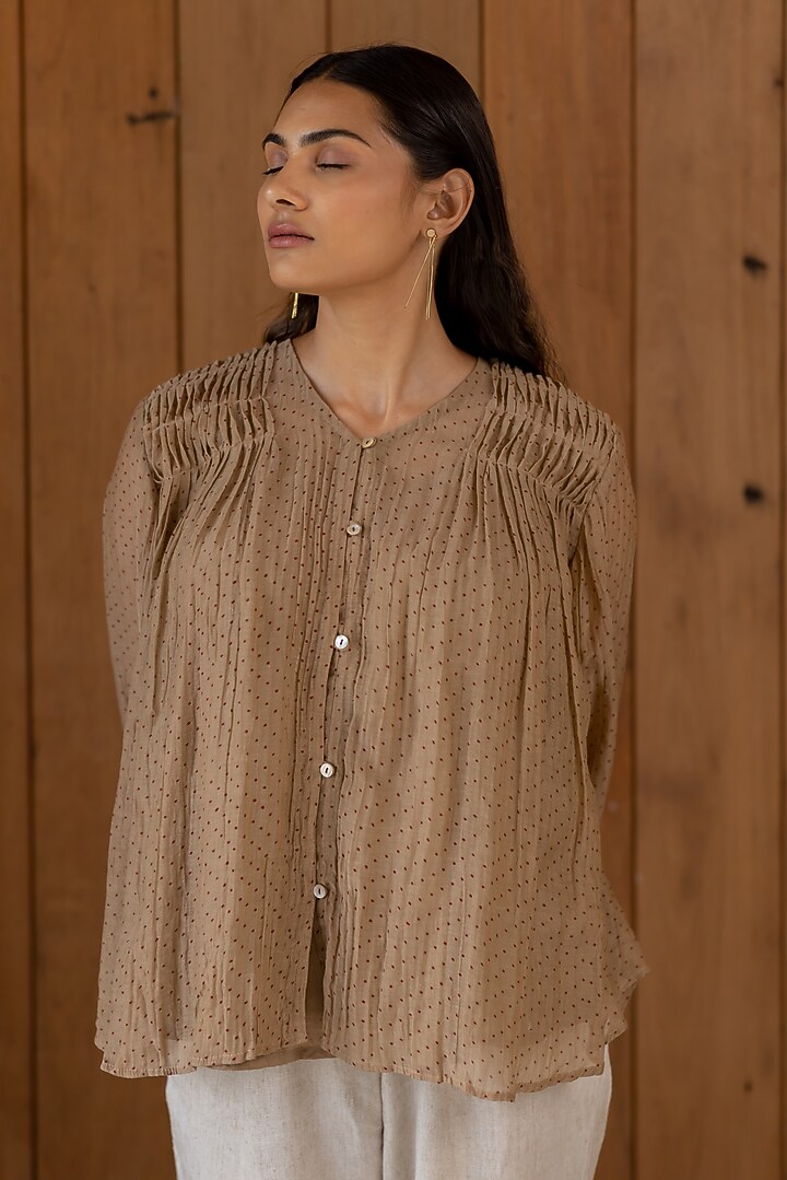 Rustic Brown Cotton Top by Nirjara at Pernia's Pop Up Shop
