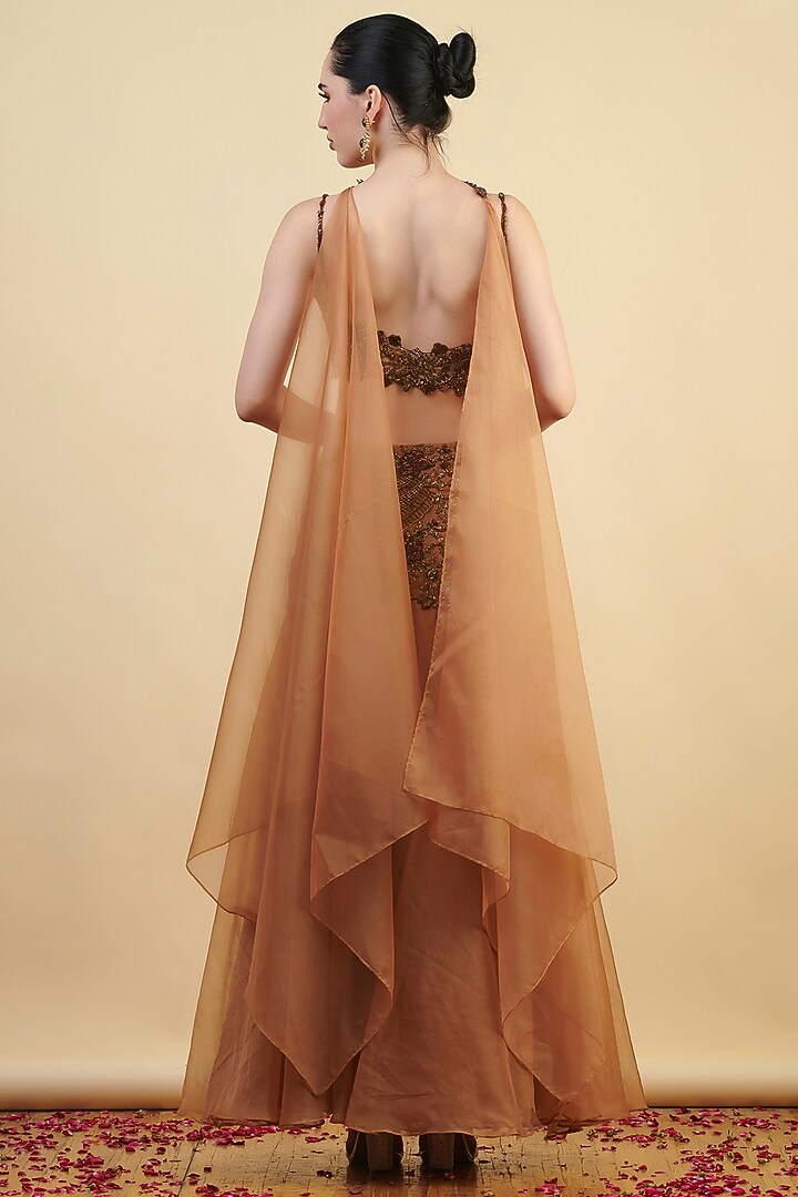 Gold Organza Hand Embroidered Wedding Lehenga Set by Nishta Studio at Pernia's Pop Up Shop