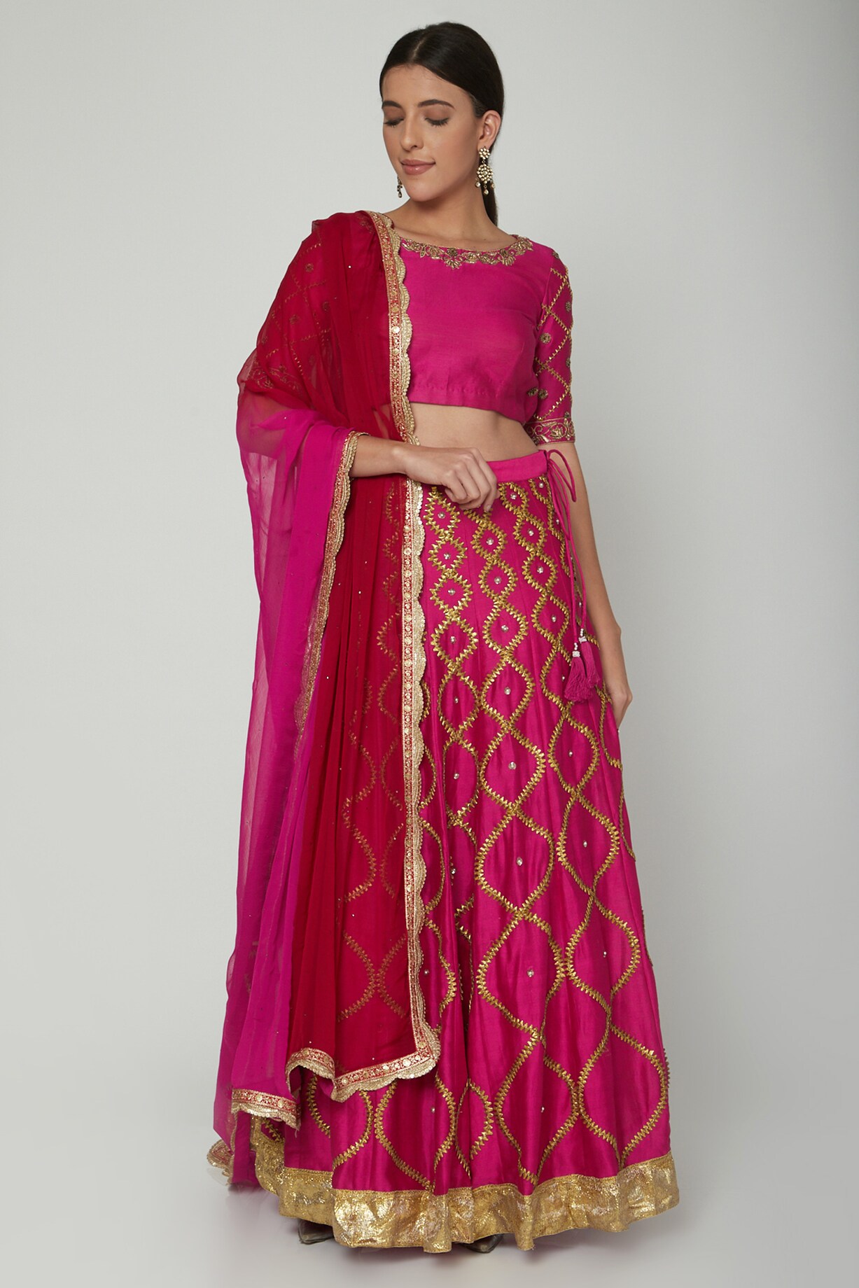 Fuchsia Lehenga & Embroidered Blouse Set