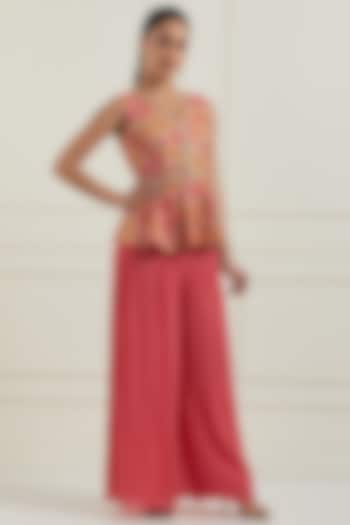 Pink Silk Chiffon Pant Set by NITISHA at Pernia's Pop Up Shop