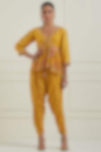 Yellow Cotton Chanderi Dhoti Set by NITISHA at Pernia's Pop Up Shop