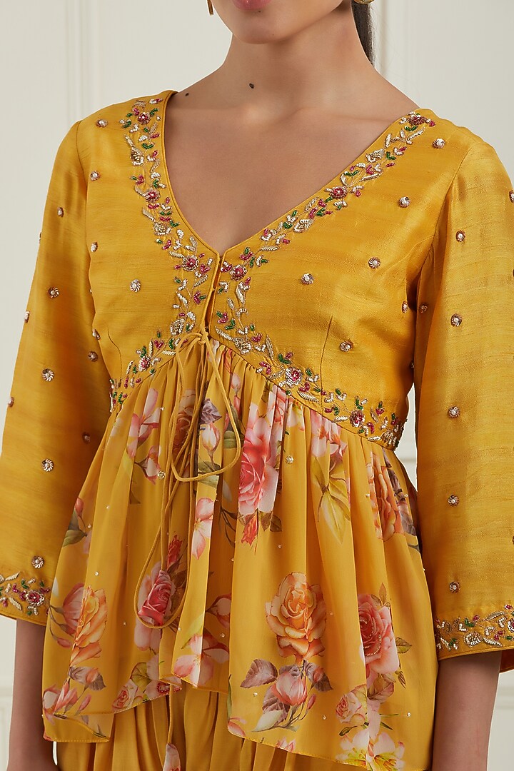 Yellow Cotton Chanderi Dhoti Set by NITISHA at Pernia's Pop Up Shop