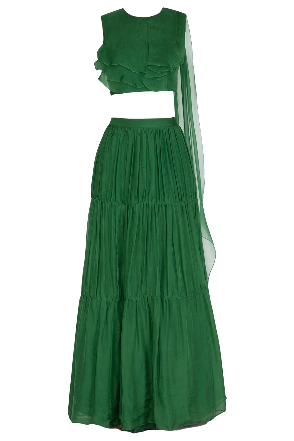 Gotta Work Long Flair Cotton Skirt/Chaniya - GotaSkirt-Green – Banjara India