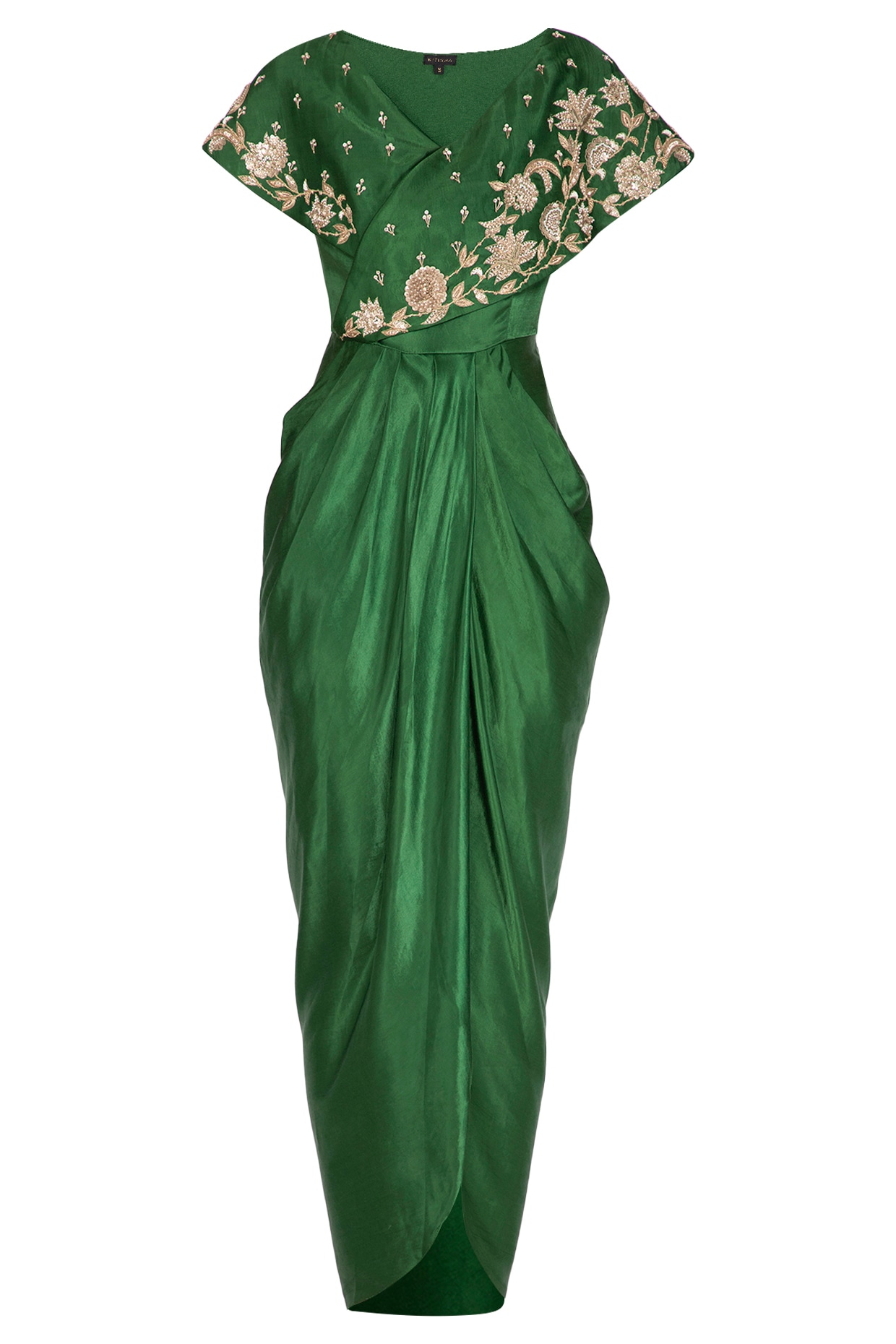 green embroidered dress