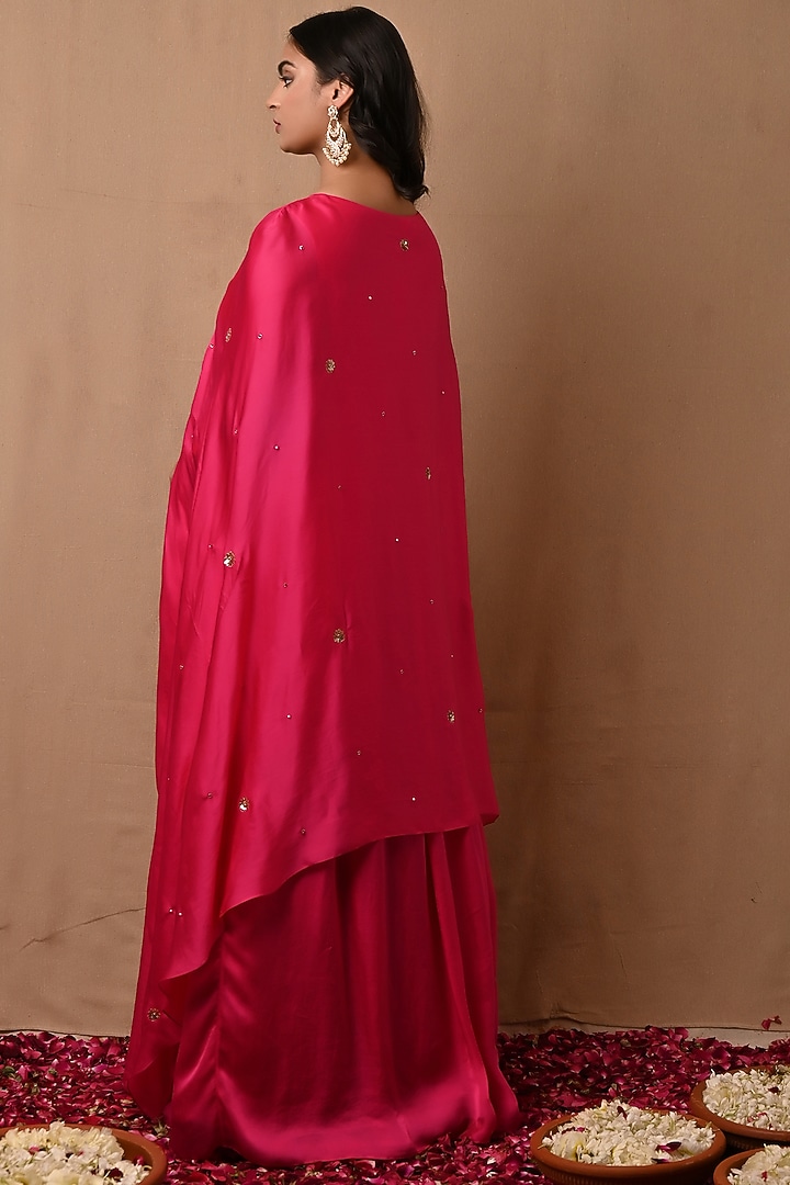 Hot Pink Hand Embroidered Party Wear Gown by NITISHA at Pernia's Pop Up Shop