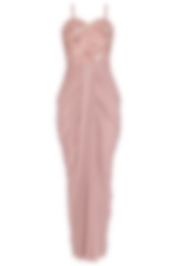 Blush Pink Embellished Draped Gown by NITISHA at Pernia's Pop Up Shop