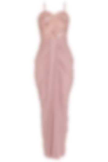 Blush Pink Embellished Draped Gown by NITISHA