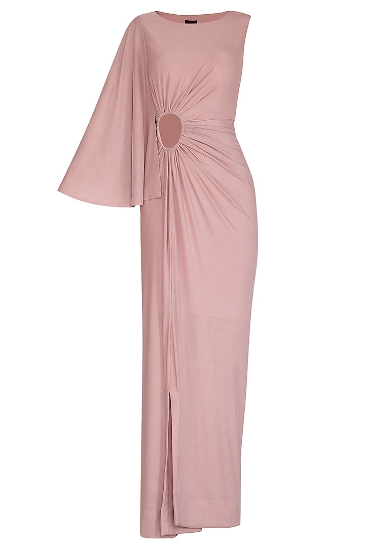 Blush Pink Draped Gown by NITISHA