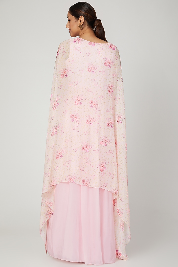 Blush Pink Printed & Embroidered Gown by NITISHA at Pernia's Pop Up Shop