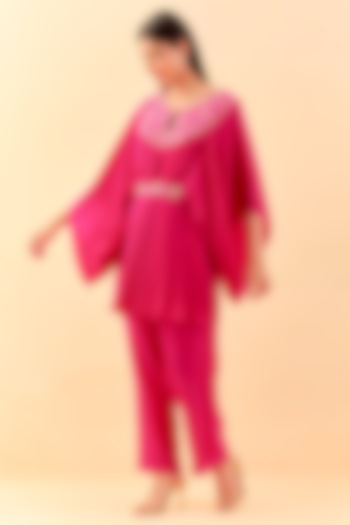 Hot Pink Embroidered Tunic Set by NITISHA at Pernia's Pop Up Shop