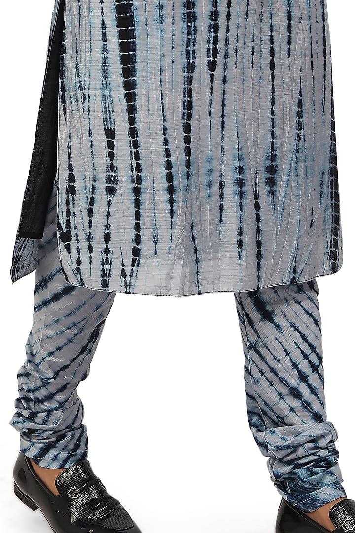 Grey Sky & Carbon Black Tie-Dye Kurta Set  by Nitesh Singh Chauhan at Pernia's Pop Up Shop