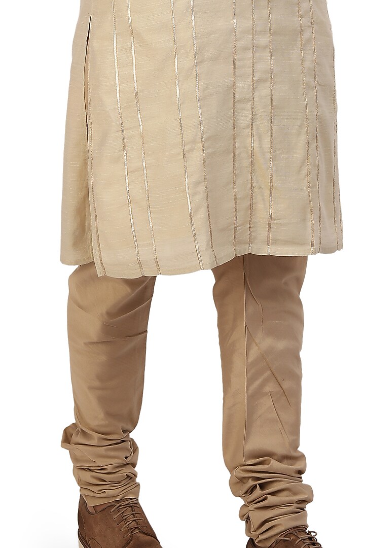 Khaki Tan Embroidered Kurta Set by Nitesh Singh Chauhan at Pernia's Pop Up Shop