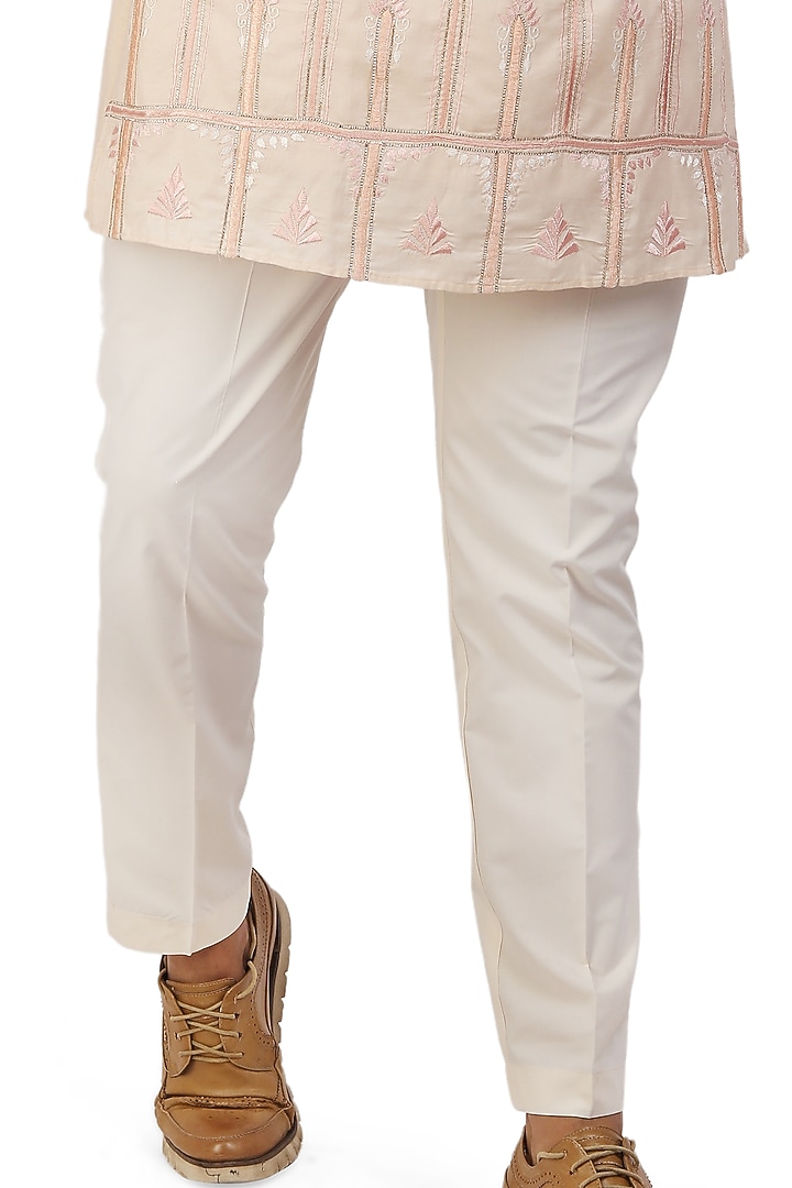 Blush Peach Embroidered Kurta Set by Nitesh Singh Chauhan at Pernia's Pop Up Shop