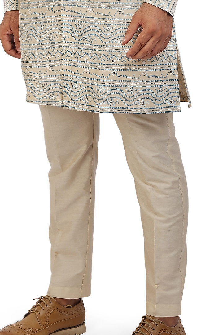 Sea Blue Embroidered Kurta Set by Nitesh Singh Chauhan at Pernia's Pop Up Shop