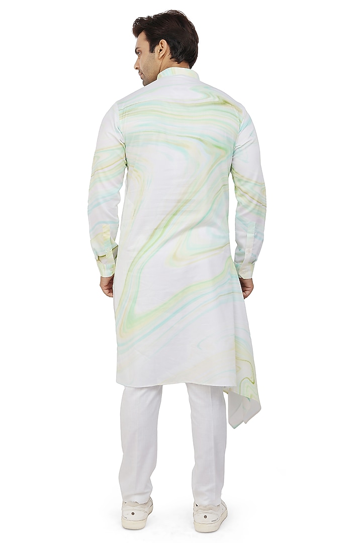 Mint Green Kurta Set With Bundi Jacket by Nitesh Singh Chauhan at Pernia's Pop Up Shop