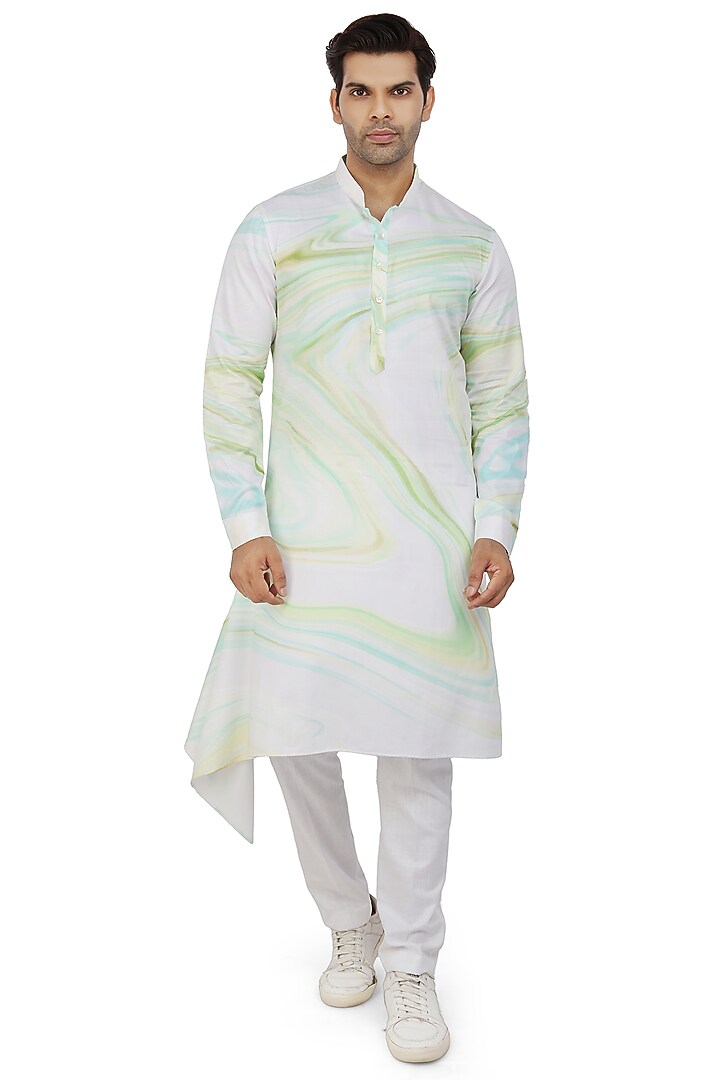 Mint Green Kurta Set With Bundi Jacket by Nitesh Singh Chauhan at Pernia's Pop Up Shop