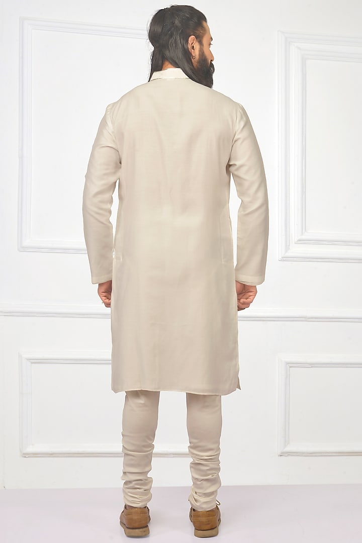 Off White Hand Embroidered Kurta Set by Nitesh Singh Chauhan at Pernia's Pop Up Shop
