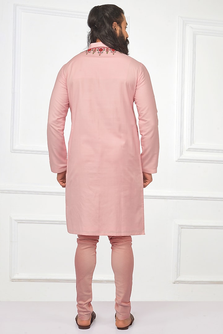 Rose Pink Embroidered Kashmiri Kurta Set by Nitesh Singh Chauhan at Pernia's Pop Up Shop