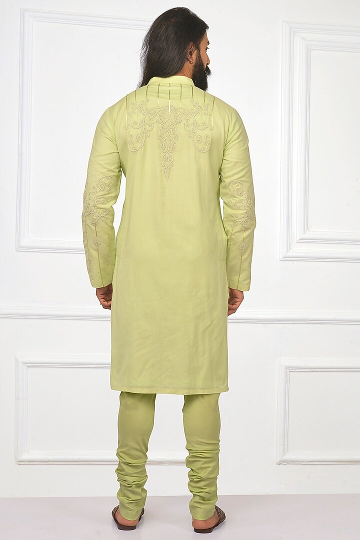 Pista Green Embroidered Kurta Set by Nitesh Singh Chauhan at Pernia's Pop Up Shop