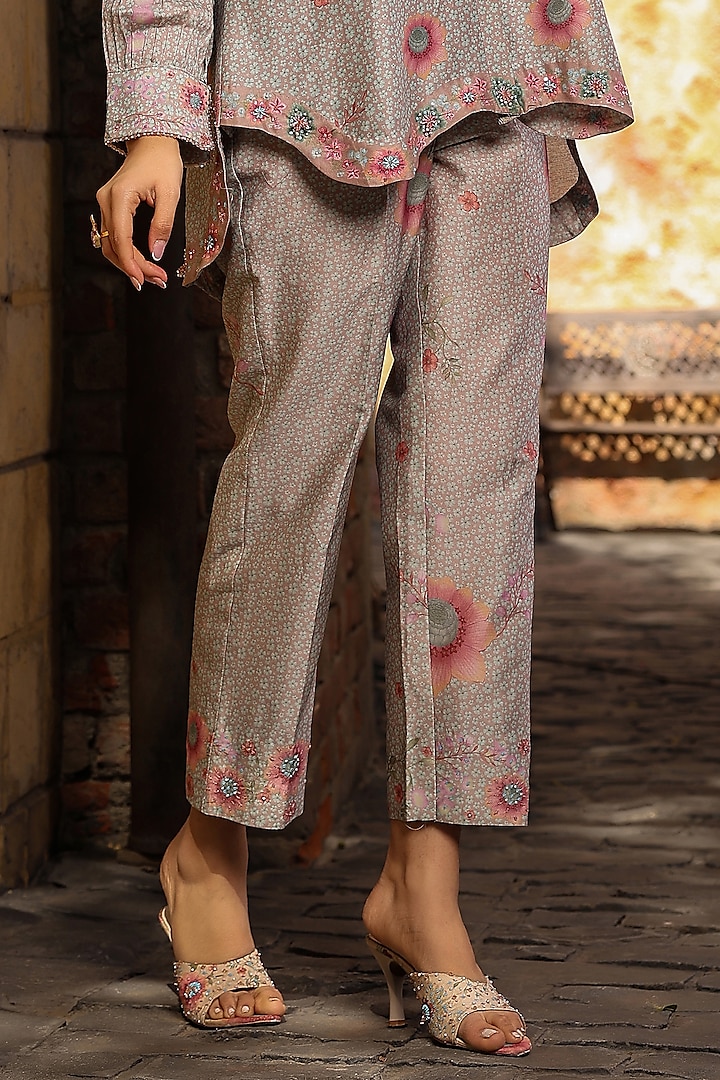 Green Silk Chanderi Embroidered Co-Ord Set by Niti Bothra at Pernia's Pop Up Shop