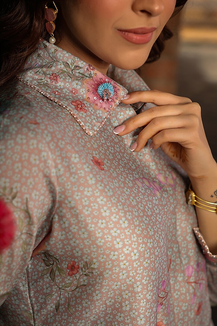 Green Silk Chanderi Embroidered Co-Ord Set by Niti Bothra at Pernia's Pop Up Shop