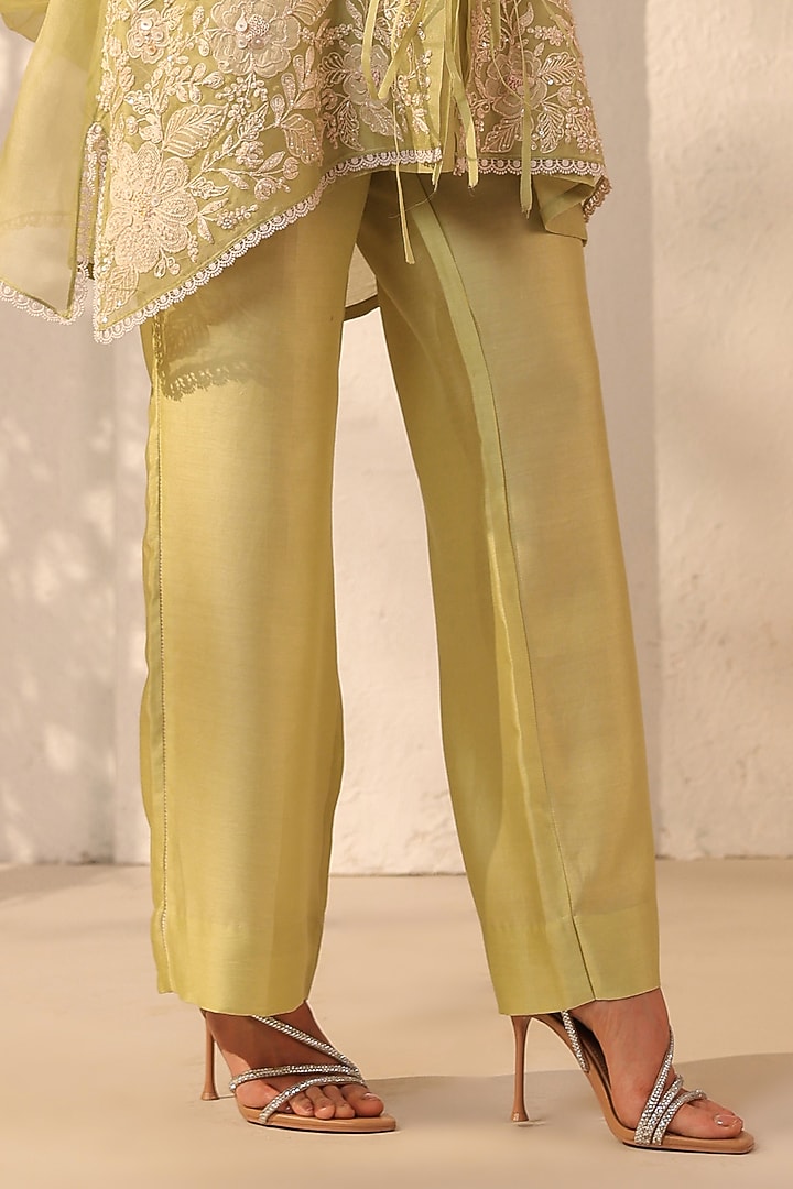 Green Organza & Silk Tencel Co-Ord Set by Niti Bothra at Pernia's Pop Up Shop